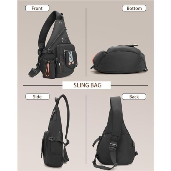 Large Sling Backpack, Sling Chest Bag Shoulder Crossbody Daypacks Fits - Picture 2 of 6